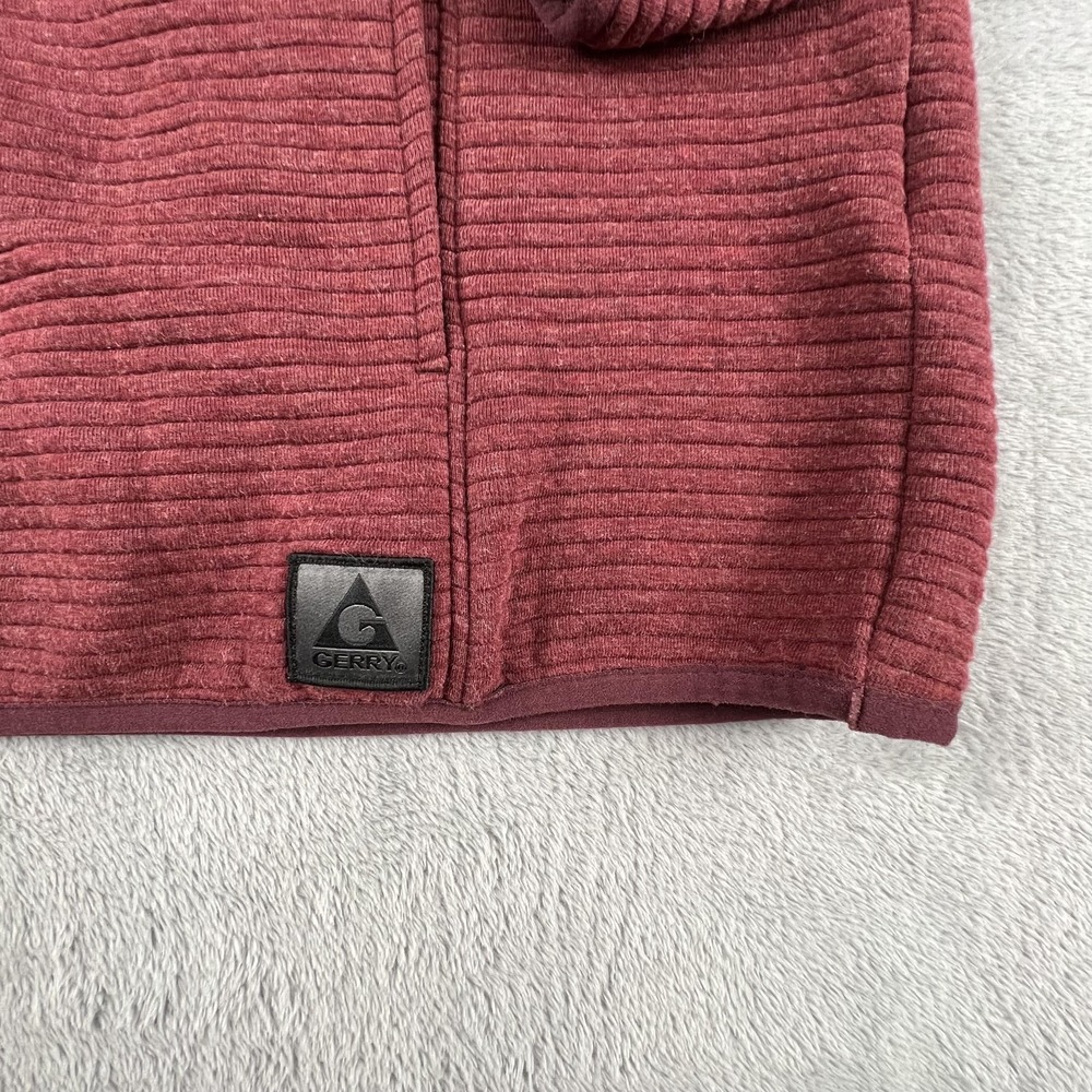 Gerry Sweatshirt Mens XL Red Snap Henley Mock Neck Lined Pockets Pullover Fleece - Picture 2 of 14